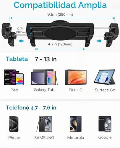 Vista 7 de Soporte de tableta para parabrisas de tablero de instrumentos de automóvil