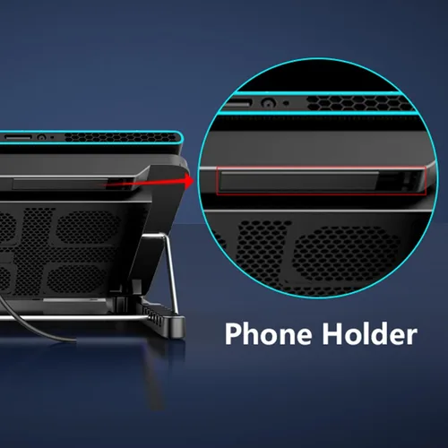 Vista 6 de LIANGSTAR Almohadilla de enfriamiento para laptop, enfriador de laptop con 6 ventiladores silenciosos para portátiles de 12 a 17 pulgadas, soporte