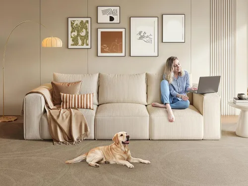 Vista 4 de YITAHOME Sofá seccional Cloud, sofá deshuesado, sofás seccionales para sala de estar Blanco lechoso