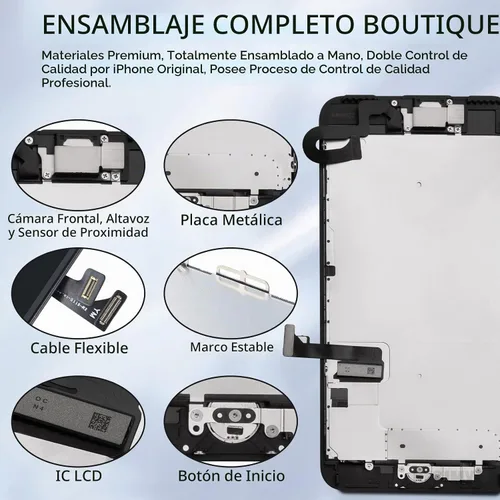 Vista 2 de Pantalla de repuesto para iPhone 7 Plus con botón de inicio de 5,5 pulgadas, color negro LCD Display Digitizer 3D Touch Full Assembly with Front