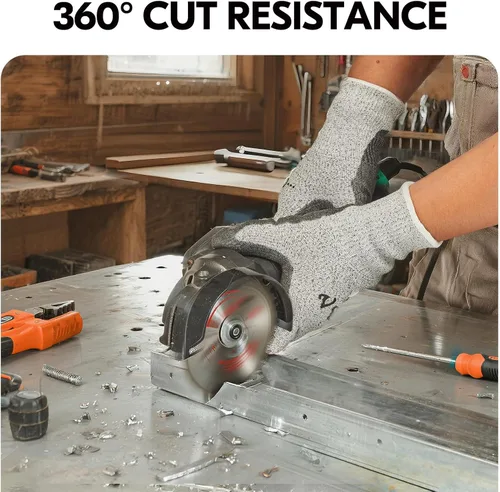 Vista 4 de Vgo... ANSI A3 Cut Resistant Gloves EN388 Level 5 Certified Hand Protection Gloves(SK2131)