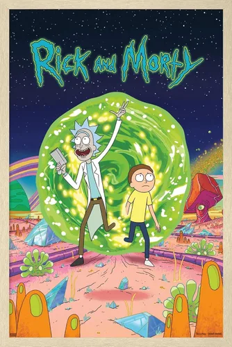 Vista 7 de Trends International Rick And Morty - Póster de pared de cubierta, 14.725 x 22.375 pulgadas, versión enmarcada de madera de granero