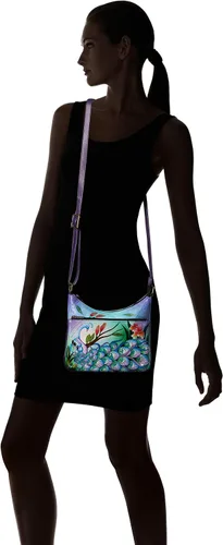 Vista 6 de Anna by Anuschka Women's Original Genuine Leather Hand-Painted Medium Crossbody - Leather Handbag for Women