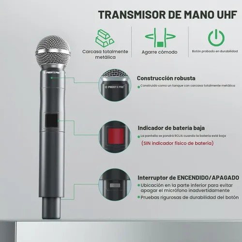 Vista 2 de Phenyx Pro 541.9 MHz UHF Transmisor de micrófono de mano PWH-5-541.9