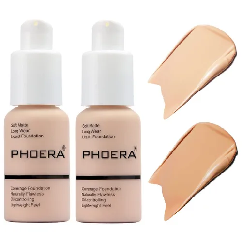 Vista 15 de PHOERA - Base de maquillaje mate, corrector de control de aceite, maquillaje impermeable de larga duración, base de cobertura completa