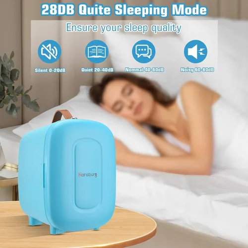 Vista 6 de Hansburg Mini Nevera para Dormitorio Enfriador y Calentador de Cuidado de la Piel Refrigerador Pequeño Portátil 4 Litros/6 Latas con Opción de 12V