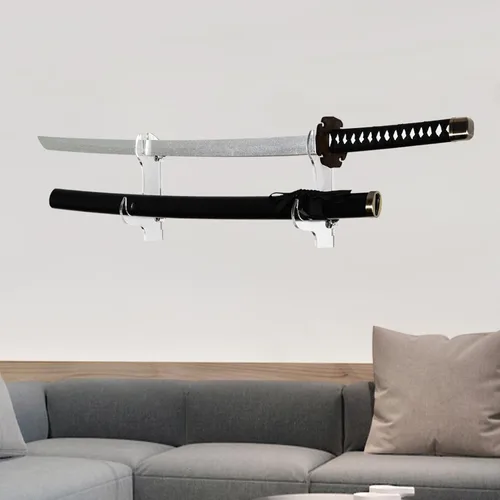 Vista 10 de Soporte de pared para katana - Soporte de espada de plexiglás negro - Soporte para espada samurái