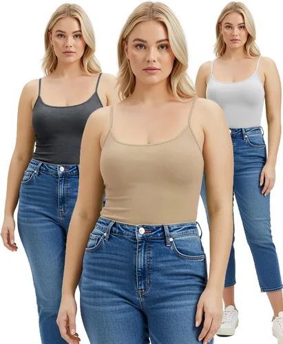 Vista 69 de Emmalise Camisola larga casual básica para mujer, con tirantes ajustables, top en capas