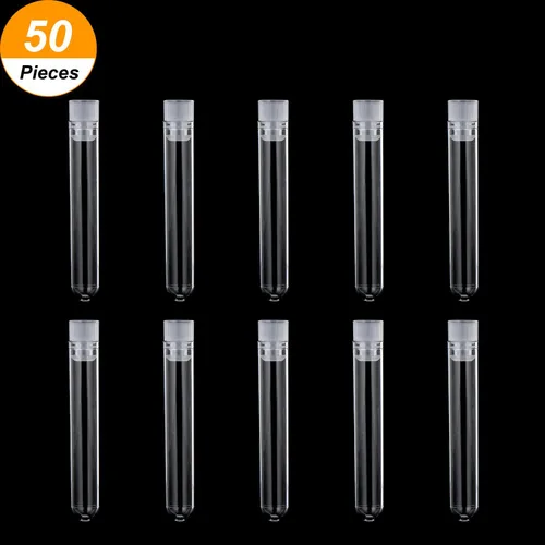 Vista 7 de Hicarer 50 tubos transparentes de plástico para fiestas con tapas de presión, herméticos, a prueba de olores, botellas de almacenamiento