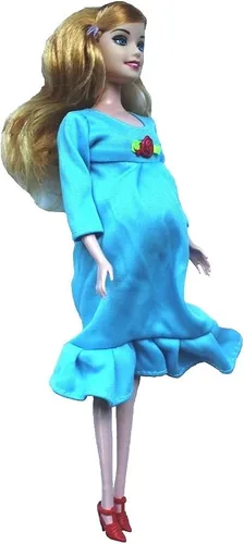 Vista 2 de KunHe Muñeca embarazada real azul tiene un bebé en su muñeca mamá barriga