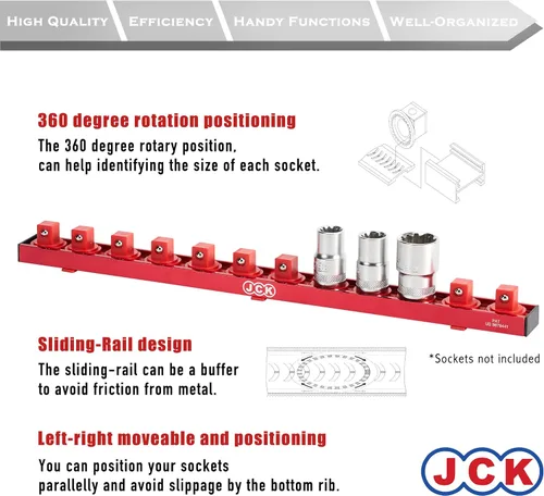 Vista 3 de JCK Organizador de Dados de Aluminio de Calidad Profesional (Dado de 1/2") con tira de diseño especial y pernos de posicionamiento giratorio de 360