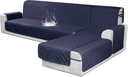 Vista 10 de VANSOFY Fundas para Sofá Seccional 100% Impermeables Funda Deslizable para Sofá en Forma de L 3 Piezas Reversible Funda para Chaise Lounge para Sofá
