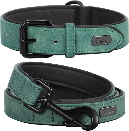 Vista 8 de Didog Collar de Perro de Cuero PU Suave Acolchado, Transpirable y Ajustable Collares para Perros Pequeños, Cómodo para Caminata Diaria, Azul, M