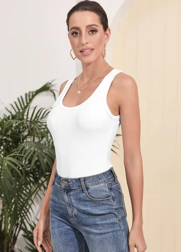 Vista 3 de UNTYHOTS Camiseta sin mangas para mujer, cuello redondo, cuello redondo, sin mangas