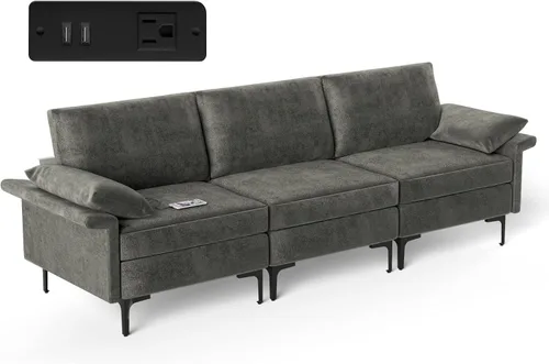Vista 10 de Giantex Juego de 2 sofás individuales, silla decorativa, con cómodo cojín de 5 pulgadas, reposabrazos con cremallera, patas de acero, sillón de sala