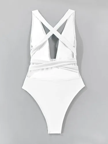 Vista 5 de Lilosy - Traje de baño sexy de una pieza, con tirantes cruzados y tanga de corte alto estilo brasileño