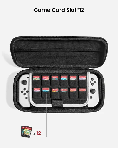 Vista 6 de tomtoc Carrying Case for Nintendo SwitchOLED Model, Protective Carry Case with 12 Game Cartridges, Hard Portable Travel Switch Case with Pocket for