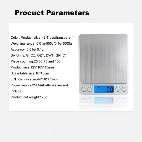 Vista 7 de Báscula digital de cocina, báscula de cocina multifunción de acero inoxidable de alta precisión, pantalla LCD retroiluminada, pequeña báscula