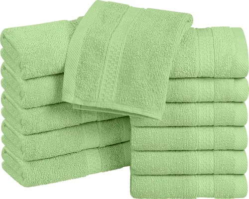 Vista 25 de Paños Utopia Luxury de 100% algodón ringspun y de cuidado fácil para máxima suavidad y absorción. Paquete de 12 (13 in x 13 in)