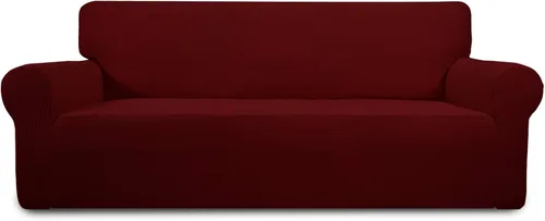 Vista 28 de PureFit Funda elástica para sofá biplaza, funda de sofá suave y antideslizante de jacquard de elastano, protector de muebles lavable con espuma