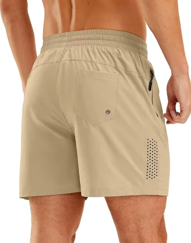 Vista 2 de Viodia Traje de baño para hombre de 5 pulgadas con bolsillos con cremallera, pantalones cortos de playa de secado rápido para hombre, traje de baño