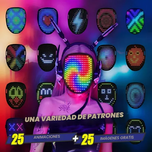Vista 2 de Máscara LED con detección de gestos, máscara de luz para niños, juguetes