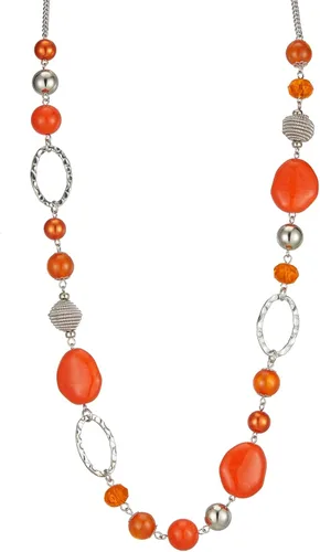 Vista 7 de BULINLIN Collar largo de cuentas para mujer, collar de cadena de suéter plateado con cuentas de resina de cristal, collar de joyería de moda