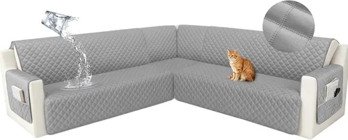 Vista 35 de HDCAXKJ Funda seccional de esquina impermeable para sofá de terciopelo en forma de L, fundas para sofá para mascotas, perros, suaves, resistentes