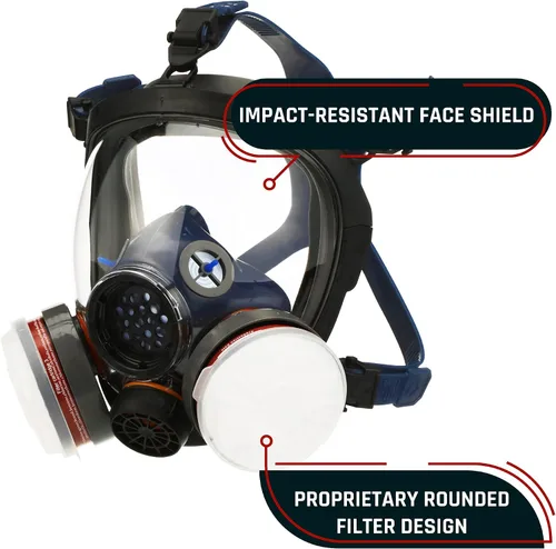 Vista 3 de Parcil Distribution Full Face Respirator Mask - Air Purifying, Organic Vapor & Particulate - Industrial Use - CE Tested