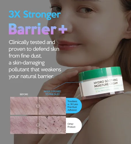 Vista 6 de Troubless Hydro Crema hidratante calmante – Crema hidratante profunda y barrera cutánea para la cara con 10,000 ppm de pantenol y árbol de té