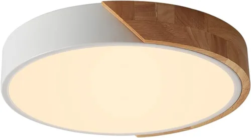 Vista 11 de Lámpara de techo LED moderna, 2 paquetes de luces de techo de montaje empotrado de madera, luces de cocina LED y accesorios de iluminación