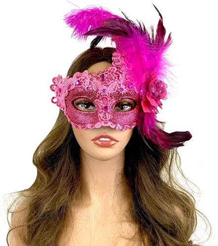 Vista 13 de Máscara de plumas venecianas para mujer, disfraz de Halloween, Mardi Gras, cosplay, fiesta de boda