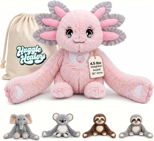 Vista 13 de Huggle Healers Animales de peluche con peso para adultos, adolescentes y niños, brazos de felpa de 36 pulgadas de largo para abrazos, peluche