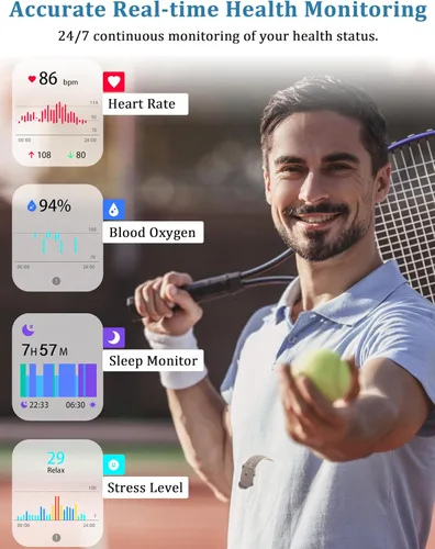 Vista 5 de LODIMEKE Reloj inteligente, Alexa incorporado, responder/hacer llamadas, 44mm, reloj inteligente para mujeres y hombres, pantalla deportiva