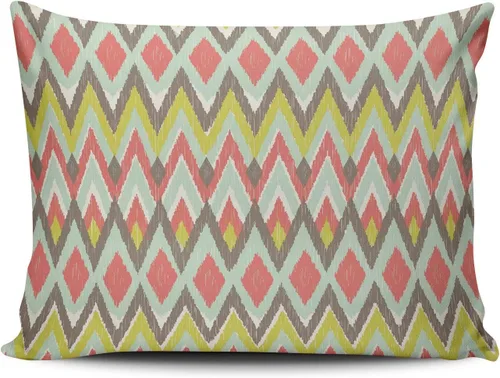 Vista 30 de Fundas de almohada decorativas Ikat con patrón de diamante en rojo y crema, cojín personalizable rectangular, tamaño 12 x 16 pulgadas, funda