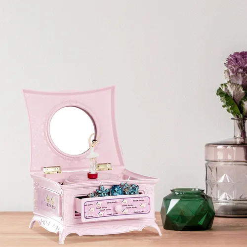 Vista 3 de Ballerina Jewelry Box for Girls Ballerina Jewelry Box for Girls Musical, Jewelry Organizer Ballerina Spring Music Box with Lock and Mirror Charming