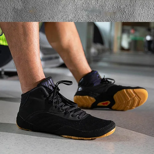 Vista 9 de Zapatos de boxeo para hombre, zapatos de entrenamiento cruzado de caña alta para interiores, gimnasio, deportes, zapatos de entrenamiento integrales