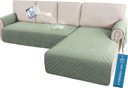 Vista 15 de H.VERSAILTEX Fundas de sofá para sofá seccional, 2 piezas, funda de sofá en forma de L, 100% impermeable y lavable, protector de sofá para perros