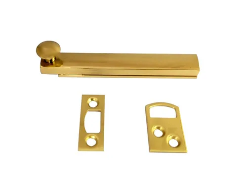Vista 3 de QCAA Perno de superficie oculta de latón macizo resistente, 6 pulgadas, latón antiguo cepillado, 1 paquete, fabricado en Taiwán Latón envejecido