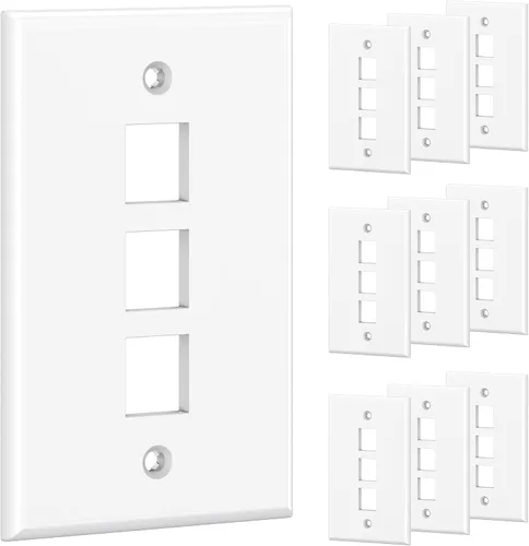 Vista 9 de Cable Matters - Paquete de 10 placas de pared Keystone de perfil bajo de 4 puertos