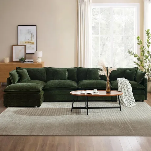 Vista 23 de Sofá seccional modular convertible de 76.7", sofás de dos plazas de chenilla con asiento profundo y cojines tipo loveseat para sala de estar, Beige