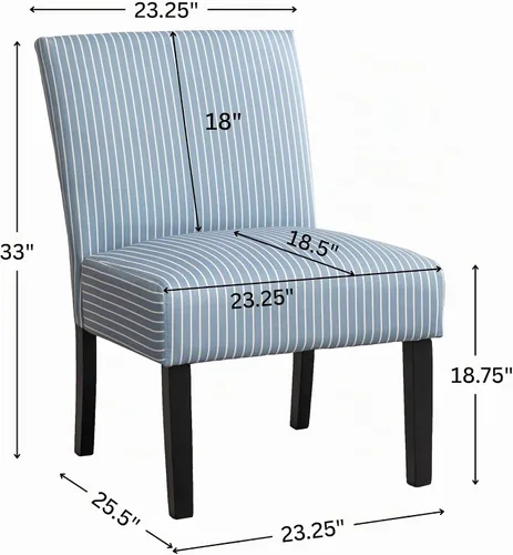 Vista 2 de Roundhill Furniture Botticelli - Silla tapizada con diseño de rayas azules