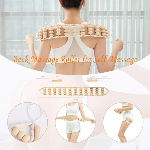 Vista 11 de Herramientas de masaje de terapia de madera, kit de maderoterapia, herramientas de escultura corporal para drenaje linfático y anticelulitis.