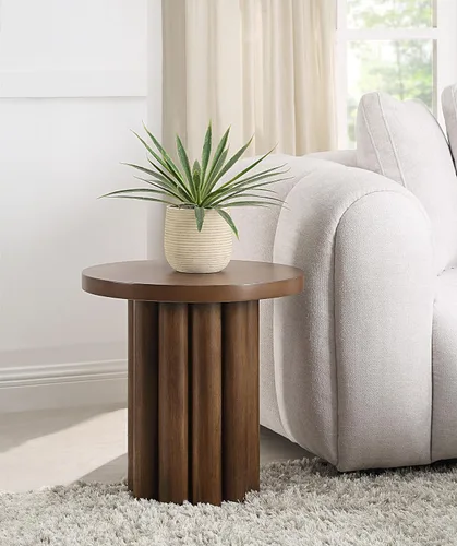 Vista 8 de 15.74'' Side End Tabel for Living Room, Modern Accent Drink Table, Wood Square Tabletop & Metal Pedestal, Easy Assembly, Black