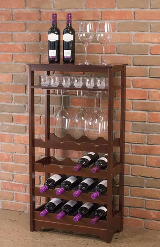 Vista 3 de Merry Products - Estante para vino de 16 botellas, color espresso