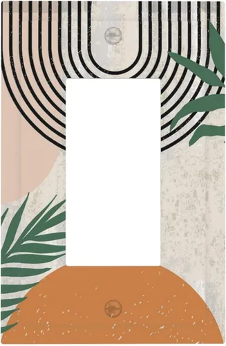 Vista 144 de Placa de pared eléctrica de 1 gang sin dispositivo en blanco, bohemio naranja vintage años 70 60s beige amanecer puesta de sol mediados de siglo