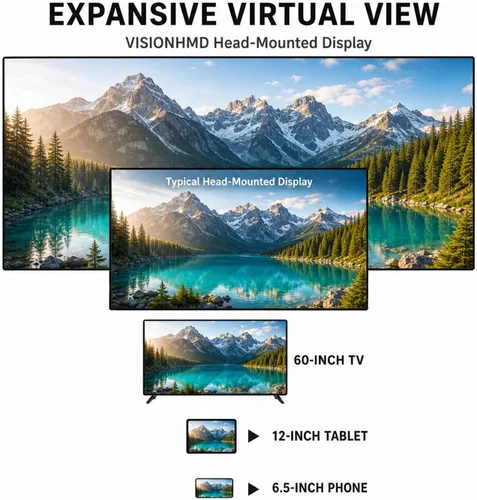 Vista 5 de Bigeyes H3 Personal Mobile Movie Cinema -Video Glasses with HDMI Input,Video Goggles,Built in Battery,Not VR HMD,Connected to Various Media Sources