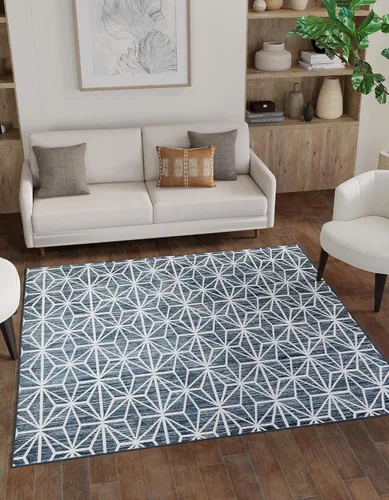 Vista 30 de Unique Loom Uptown Collection by Jill Zarin Collection - Alfombra geométrica moderna azul (1' 8 x 1' 8)