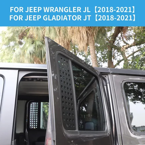 Vista 7 de Hoolcar Calcomanías para ventana de puerta trasera, cubierta de panel de vidrio de aleación de aluminio para Jeep Wrangler JL 2018-2021 y Unlimited