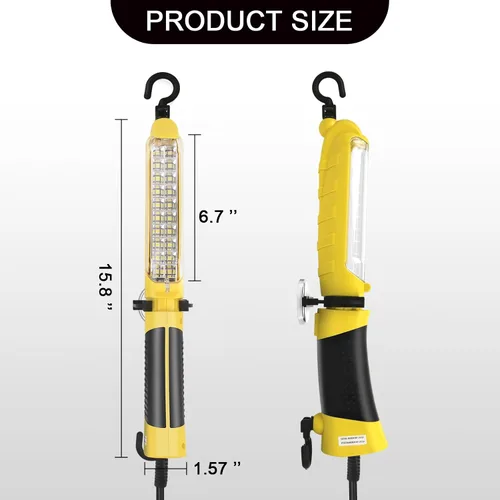 Vista 7 de Luz LED de Trabajo con Fuente de Luz LED COB Súper Brillante de 20, Luces de Trabajo Portátiles con Cable con Imán Fuerte, Gancho Giratorio Doble